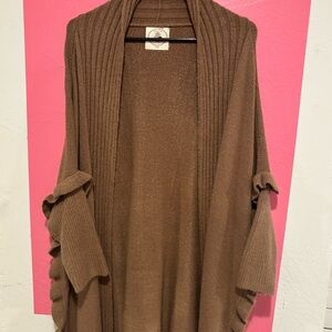 Muche Muchette Oversized Ribbed Knit Cocoon Cardigan Wrap | Neutral Brown